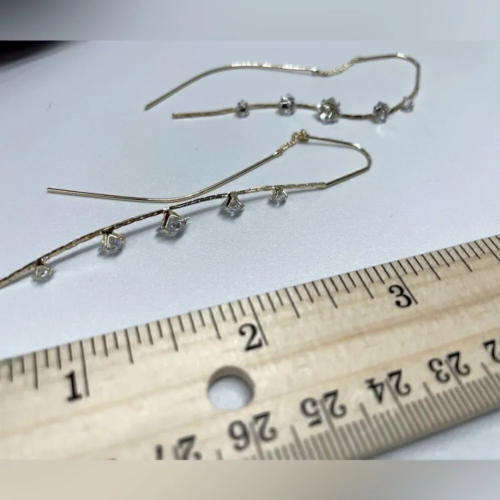 Thread through l Rhinestone l Earrings l Dangle l Drop - Picture 2 of 6